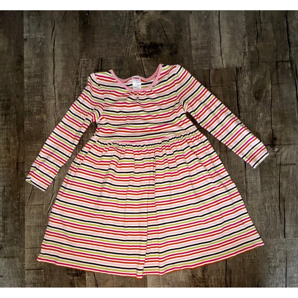 Gymboree Girls Multi Color Striped Long Sleeve Cotton Knit Dress Size 6
